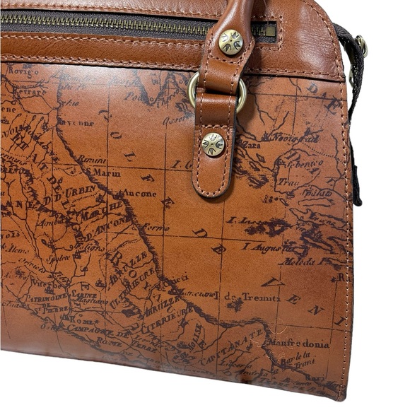 Patricia Nash Signature Map Calvi Square Leather Satchel Shoulder Bag Saddlebag - Picture 6 of 15